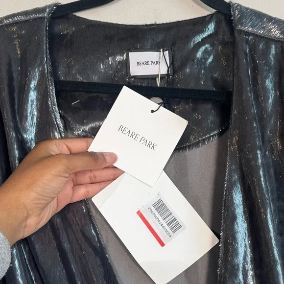 NWT BEARE PARK Velvet Mini Wrap Dress in Silver Tinsel - US 6 - Picture 7 of 8